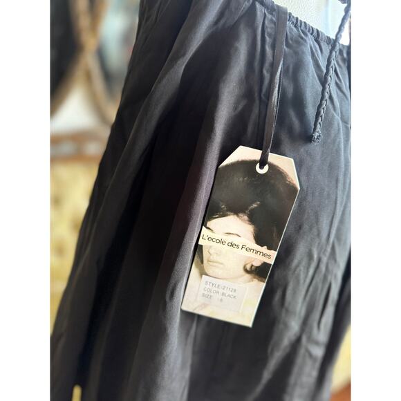 L'ecole des Femmes Silk Black St.Tropez Dress Size Medium (6) - Picture 6 of 7